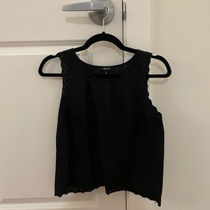Madewell black tunic tank top with open back (size S)